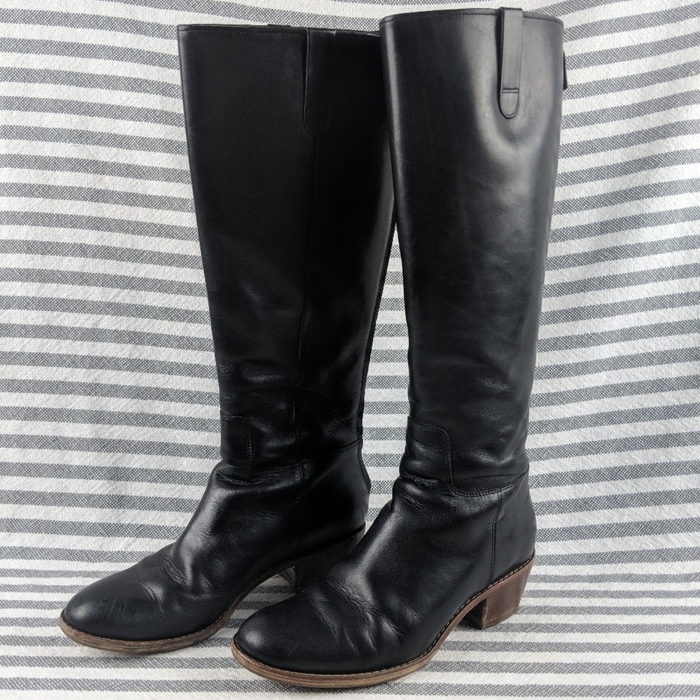 Cole Haan Black Leather Riding Boots